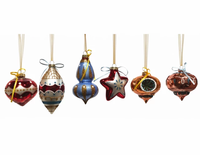Kaemingk Елочное украшение Винтажная игрушка с бантиком, 6.7x14см, 6 видов