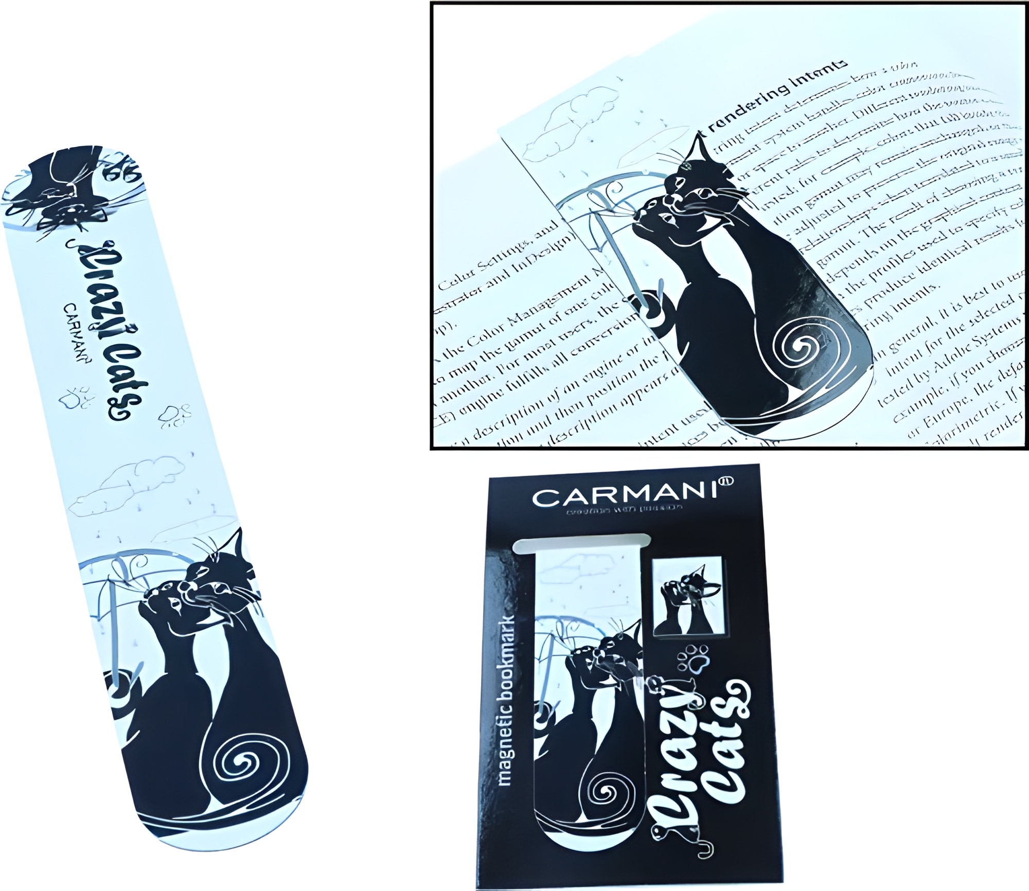 Carmani Магнитная закладка - Crazy cats, Кошки под зонтиком 30x100 мм  013-4041