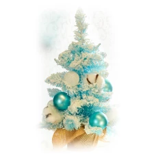 Ёлочка снежная в корзинке, голубая, 45 см 
