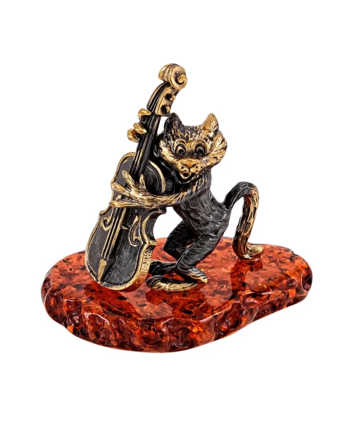 Кот с контрабасом  Сувенир (коньячный) арт, 1939 бронза