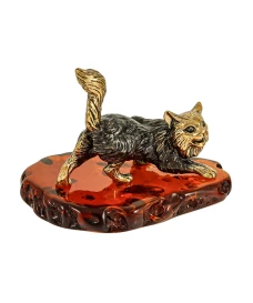 Кот охотник Сувенир (коньячный) арт. 651 бронза