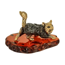 Кот охотник Сувенир (коньячный) арт. 651 бронза