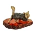 Кот охотник Сувенир (коньячный) арт. 651 бронза