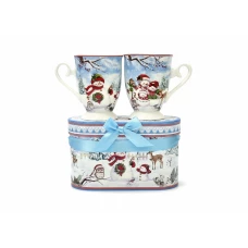 НАБОР КРУЖЕК 2 ШТ 300 МЛ В ПОДАРОЧНОЙ КОРОБКЕ НОВОГОДНЯЯ ТЕМА СНЕГОВИКИ