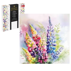 Алмазная мозаика "Акварельные люпины", 30*30 см