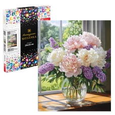 Алмазная мозаика "Сирень и Пионы", 20*25 см