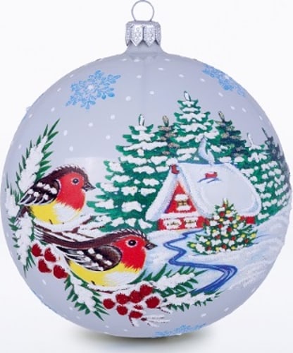 Ёлочка - елочное украшение из стекла, Шар 7 Деревенька, 115 мм, С 641