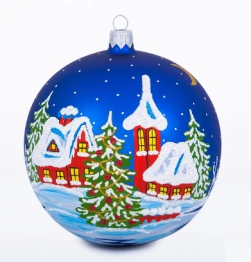 Ёлочка - елочное украшение из стекла, Шар 7 Зимний этюд, 115 мм  С325