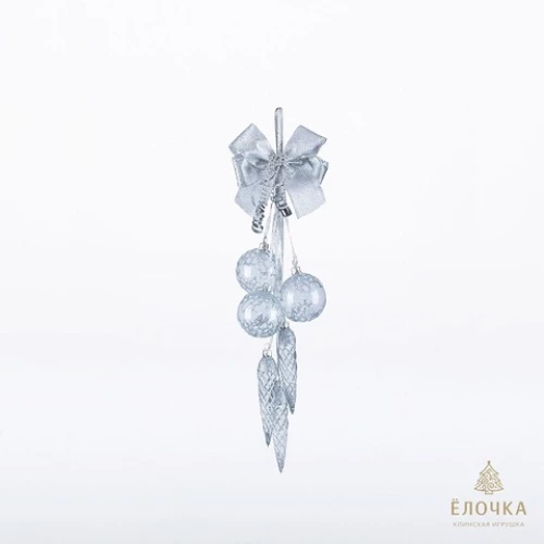 Ёлочка - елочное украшение из стекла, Гирлянда Хрусталик из 3 шаров, 3 подвесок  С231