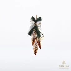 Ёлочка - елочное украшение из стекла, Гирлянда Оригинальная из 3 шишек  С1100