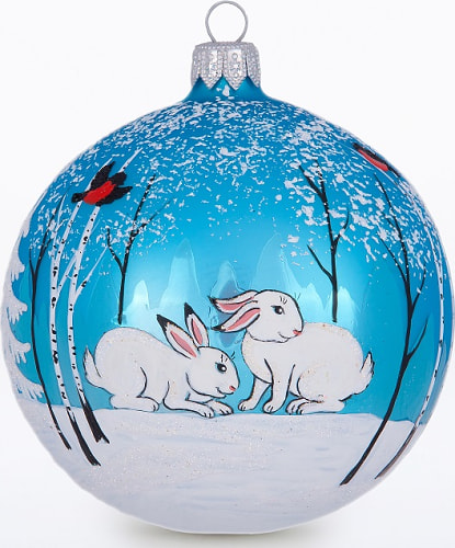 Ёлочка - елочное украшение из стекла, Шар Первый снег С2002 40 75