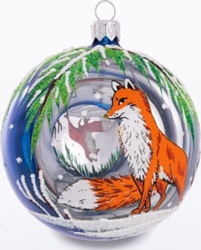 Ёлочка - елочное украшение из стекла, Шар 5 Лиса, 85 мм, С 2166