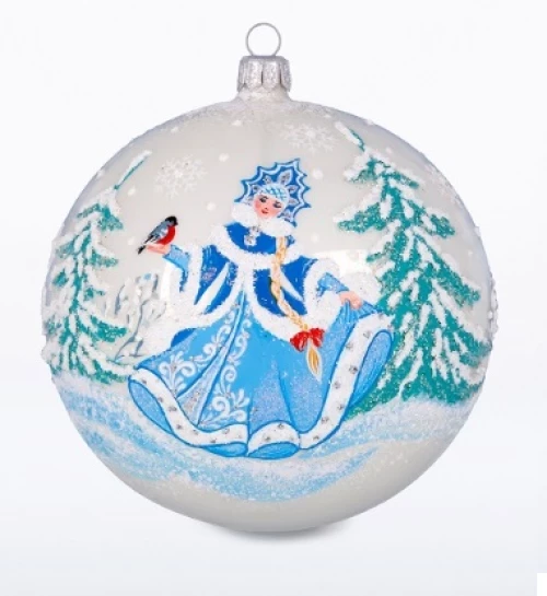 Ёлочка - елочное украшение из стекла, Шар 7 Снегурочка, 115 мм, С2181