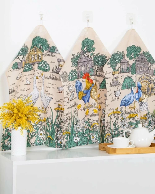 Натали Набор кухонных полотенец "Деревенька", 60x48 см