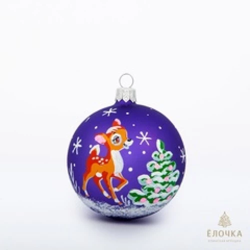 Ёлочка - елочное украшение из стекла, Шар  Олешка С1310