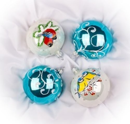 Ёлочка - елочное украшение из стекла, Набор Зимняя трель  (из 4 шаров) С1917