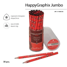 Bruno Visconti  КАРАНДАШ ЧЕРНОГРАФИТОВЫЙ HappyGraphix Jumbo. Fresh & fruity. Гранат 4В, 3.5 MM