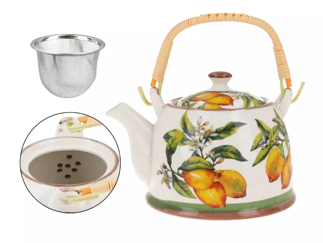 Carmani Керамический чайник с заварником "Лимоны", 900 мл