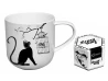 Carmani Кружка - Crazy Cats, кошка и птица в черно-белой клетке 475 мл  фарфор 017-2009