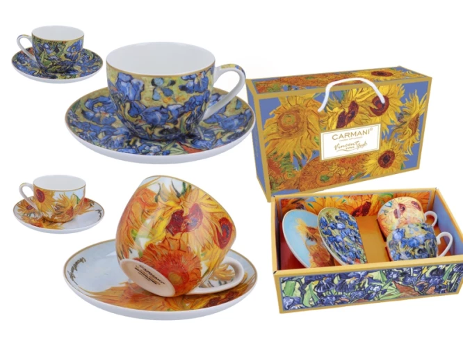 Набор из 2-х чайных пар "Подсолнухи" и "Ирисы" В. Ван Гог 250 мл.