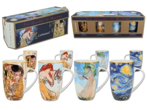 Carmani Набор из 4 кружек - Г. Климт, А. Муха, К. Моне, В. Ван Гог  350ml фарфор 045-1600