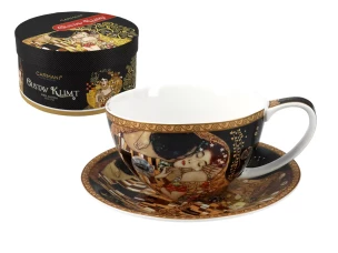 Carmani Чашка + блюдце  - Г. Климт, Поцелуй черный фон 360 мл фарфор 532-3211