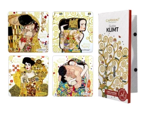 Carmani Набор из 4 пробковых подушечек - Г. Климт, белый фон  10х10  022-4000