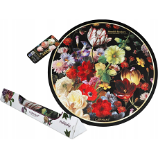 Круглая скатерть-салфетка с изображением цветов в стиле барокко, 38 см.