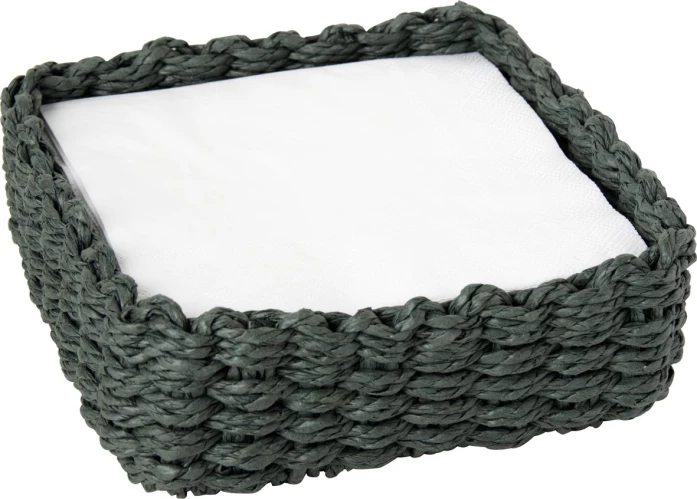 IHR Салфетница плетёная, 19х19х6,5 см, тёмно-зелёная