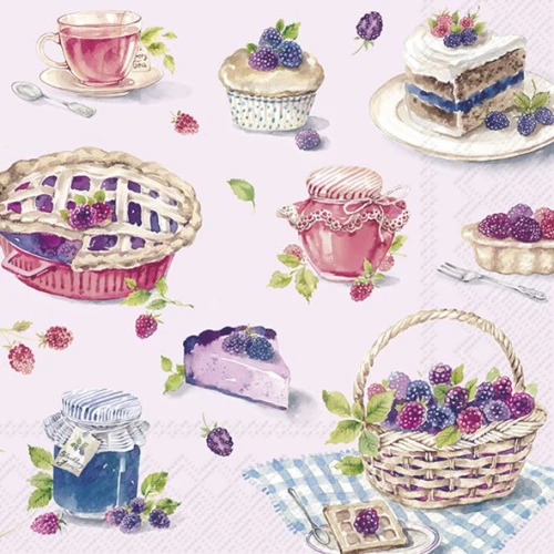 Салфетки Бумажные  "Berry And Bake", light lilac, 33х33
