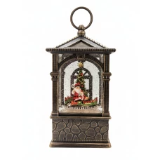 НОВОГОДНИЙ ФОНАРЬ ДОМИК С АРОЧКОЙ ДЕДА МОРОЗА БРОНЗА