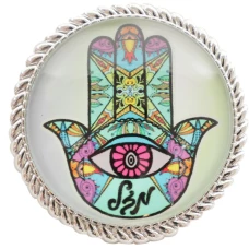 ART Judaica Магнит со стеклом Цветная Хамса, 4 см.