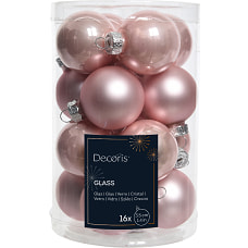 Kaemingk Набор стеклянных шаров Розовый румянец, 16 шт., 35 мм