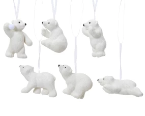 Елочная игрушка "Полярный медведь", пластик , 2x8x6см, 6 видов, Kaemingk