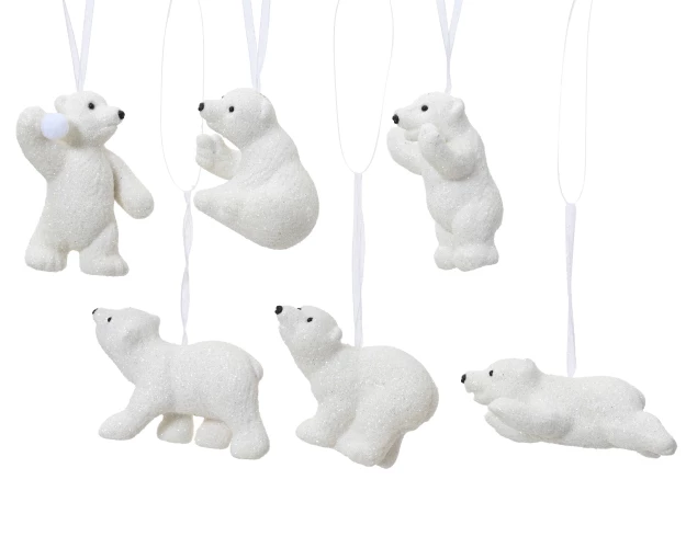 Елочная игрушка "Полярный медведь", пластик , 2x8x6см, 6 видов, Kaemingk