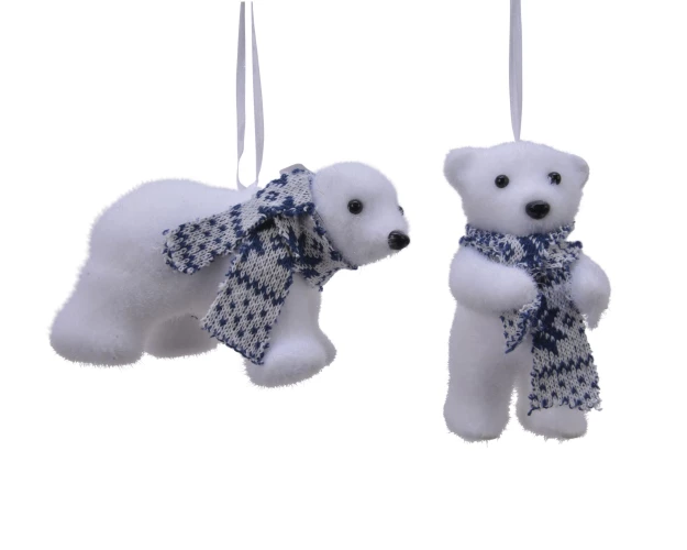 Игрушка новогодняя "Полярный медведь в шарфе" (пенопласт), 11.5x6.3x7.5см, 2 вида, Kaemingk