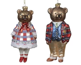 Kaemingk Игрушка новогодняя из стекла Мишка, 7.3x6.8x16см, 2 вида