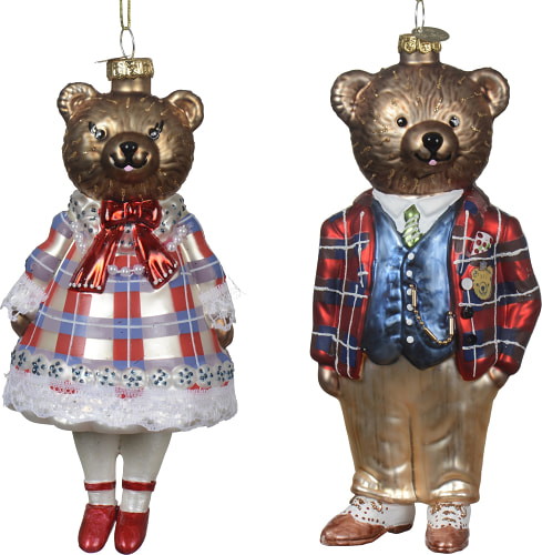 Kaemingk Игрушка новогодняя из стекла Мишка, 7.3x6.8x16см, 2 вида