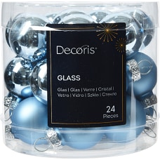 Kaemingk Набор стеклянных шаров Голубой лед, 24 шт., 25 мм