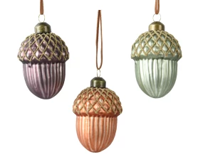 Kaemingk Формовая игрушка Желудь, стекло, 8 см, 3 вида