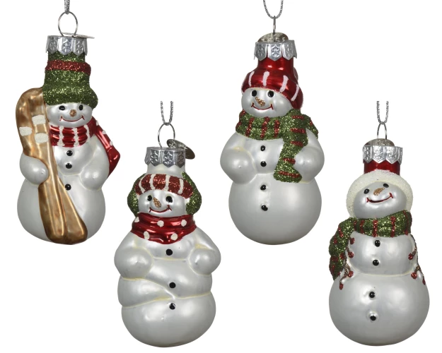 Kaemingk Игрушка новогодняя из стекла Снеговик, 4.5x3.5x7.5см, 4 вида