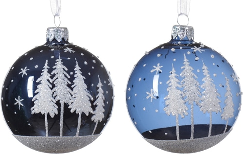 Kaemingk Шар стеклянный Деревья, 8 см