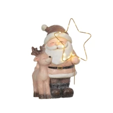 Kaemingk Декоративная фигурка Санта с оленем LED, 21x16x38 см