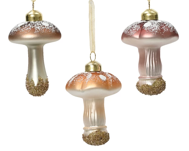 Kaemingk Формовая игрушка Гриб, стекло, 8 см, 3 вида