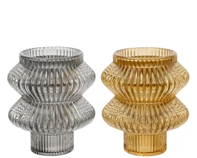 Kaemingk Подсвечник стеклянный рельефный, 9 см, 2 вида