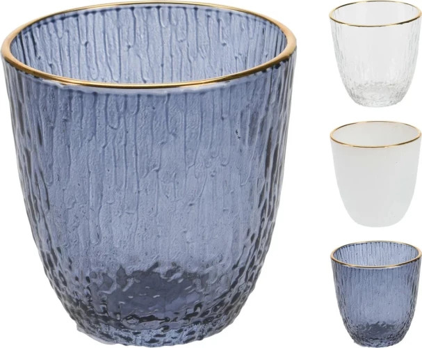 Koopman Подсвечник стеклянный с золотым ободом, 9 см, 3 вида