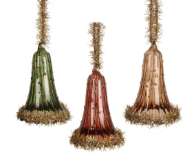 Стеклянная Игрушка "Колокольчик с Мишурой", 9.5x7см, 3 вида, Kaemingk 