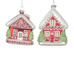 Стеклянная игрушка "Волшебная резиденция Деда Мороза", 7.7x6.2x9.2см, 2 вида, Kaemingk 