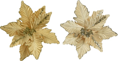 Kaemingk Украшение новогоднее Пуансеттия на зажиме, 24x7см, 2 вида