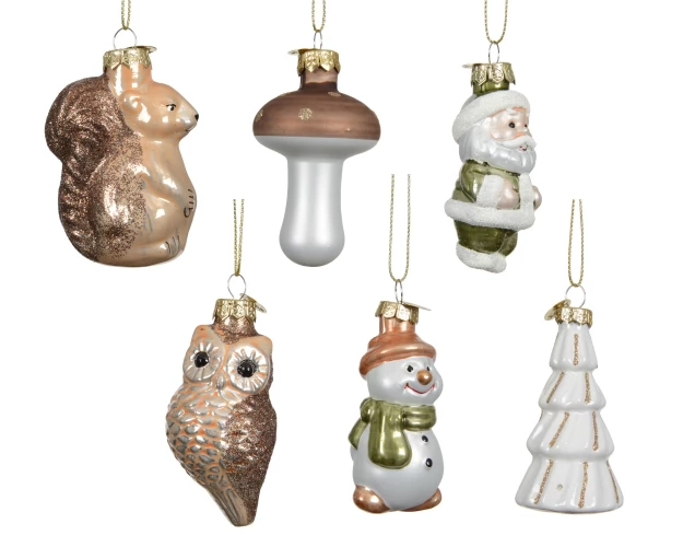Игрушка новогодняя из стекла, 4x7.5см, 6 видов, Kaemingk